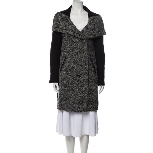 Diane Von Furstenberg Lulu Tech Boucle wool blend Long Jacket coat sz 6 - Picture 1 of 16